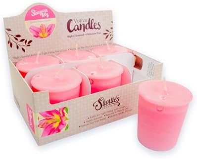 Stargazer Lily Soy Votive Candles - Scented with Natural Fragrance Oils - 6 Pink Natural Votive Candle Refills - Flower & Floral Collection by ShortiesCandleCompany