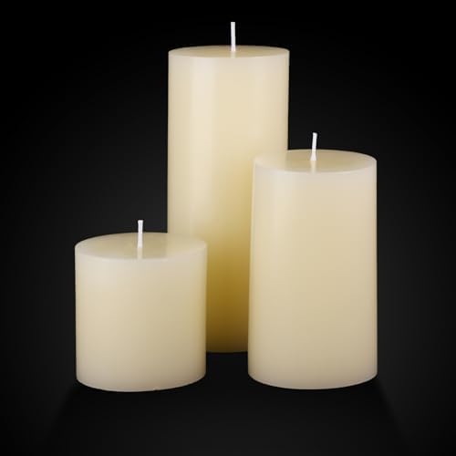 Shihanee 3 Pillar Candle and Holder, M, Ivory White - Image 2
