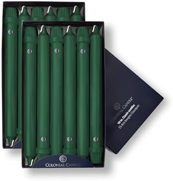 Colonial Candle Unscented Taper Candle, Classic Collection, Evergreen, 10 In, Pack of 12 - Up to 8 Hours Burn by ColonialCandle