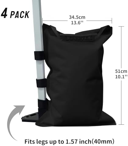 CROWN SHADES Sand Bags for Canopy Legs, 150 LBS, Black (Unfilled) - Image 5