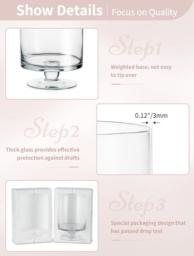 NUPTIO Glass Candle Holder for Pillars: Large Clear Glass Vases for Table - Image 5