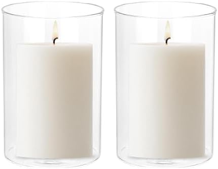 uxcell Hurricane Candle Holder (H:5.9" OD:4"), Pillar Floating Candles Holder Clear Glass Cylinder Flower Vases for Table Centerpiece Wedding Party Home Decoration 2Pcs by uxcell