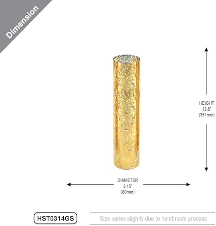 WGVI Hurricane Candle Holder Sleeve, W: 3", Ht: 14", Gold Speckled Glass Cylinder Open Both Ends, Chimney Tube Shade, 12 Pieces - Image 2