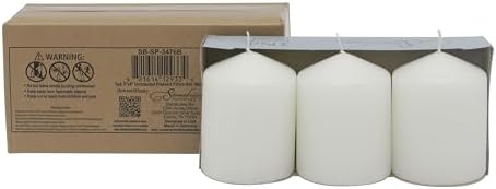 Stonebriar 3 Pack Tall 3 x 4 Inch 35 Hour Long Burning Unscented White Wax Pillar Candles - Image 4