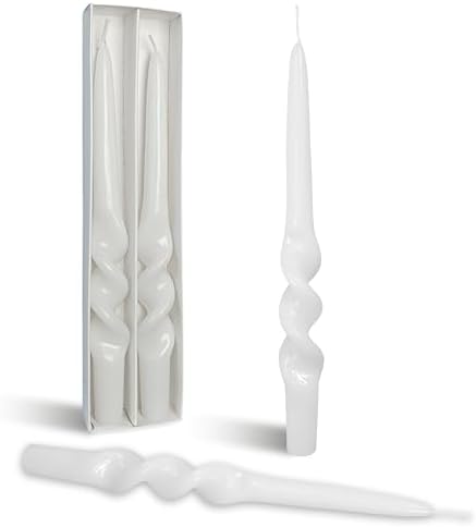 Twisted Taper Candle Smokeless White Spiral Candlesticks 9.5 Inch Unscented Handmade Dinner Candles Set for Holiday Wedding Party Home Decoration Seasons by BALEAGCDL