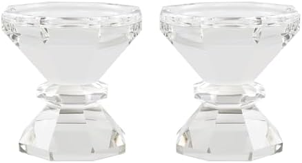 Crystal Candle Holders, Pillar Candlestick Set of 2, Modern Elegant Tall Crystal Candlesticks for Wedding Centerpieces, Christmas, Dining Table, Home, Party Decor by Marvala