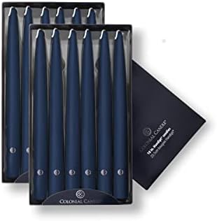 Colonial Candle Unscented Taper Candle, Handipt Collection, Indigo, 10 In, Pack of 12 - Up to 8 Hours Burn by ColonialCandle