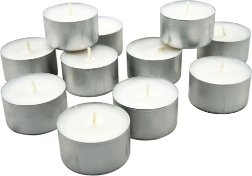 Stonebriar Bulk 50 Pack Unscented Smokeless Long Tea Light Candles with 8 Hour Extended Burn Time, White, 50 Count - Image 3