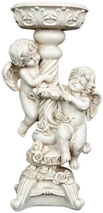 Angel Candle Holder Figurine White Resin Table Decor Holiday Home Gifts by BigStoneArt