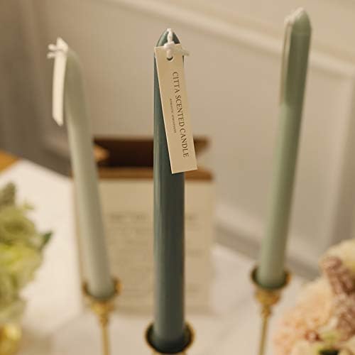 Green Taper Candles 10'' Non-Toxic Green Shades Ombre Colored Candle Sticks Set of 4 | Natual Soy Candlesticks Home Decor Centerpiece Sandalwood Scented - Image 5