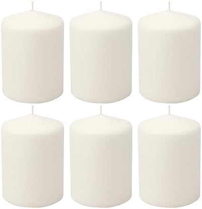 Stonebriar Unscented White Tall Pillar Candles, 35 Hour Burning Candle Pillars, Perfect for Decor, Weddings, Emergencies 3" X 4", 6 count by StonebriarCollection