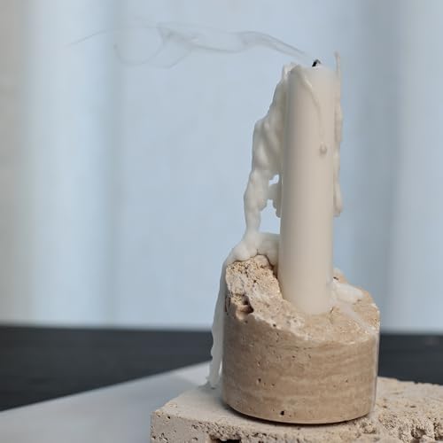 Travertine Taper Candle Holder Handmade Stone Candlestick Table Decor Stand - Image 4
