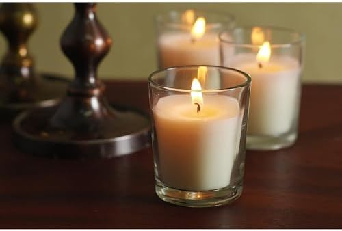 Hosley 20-Pack Ivory Unscented Votive Candles in Clear Glass Holders - Long Burn Time Hand Poured Wax for Weddings and Home Decor - Image 5