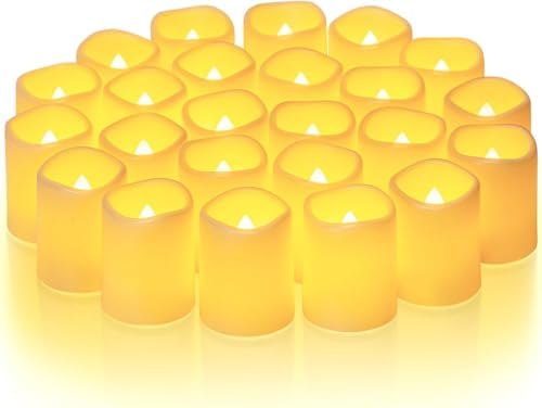 Homemory 24 Pack Ivory Flameless Flickering LED Votive Tealights Candles by Homemory