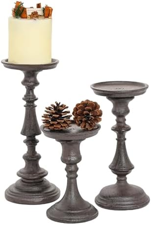 Sungmor Rustic Cast Iron Pillar Candle Holder, 5.9 Inches Tall - Image 2