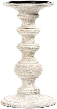 Hosley White Wood Pillar Candle Holder 9 Inch High Ideal Gift for Farmhouse Weddings Special Occasion Spa Aromatherapy Settings Candle Gardens. W1 by HOSLEY