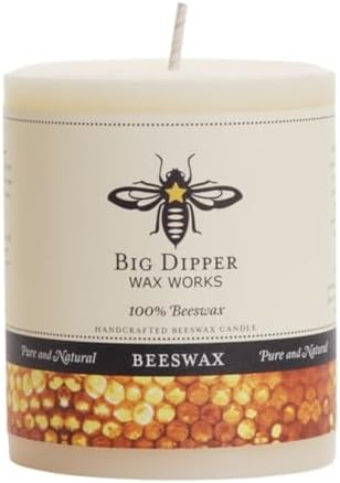 Big Dipper Wax Works 100% Beeswax Pillar Candle, 3 x 3.5 in, Ivory by BigDipperWaxWorks