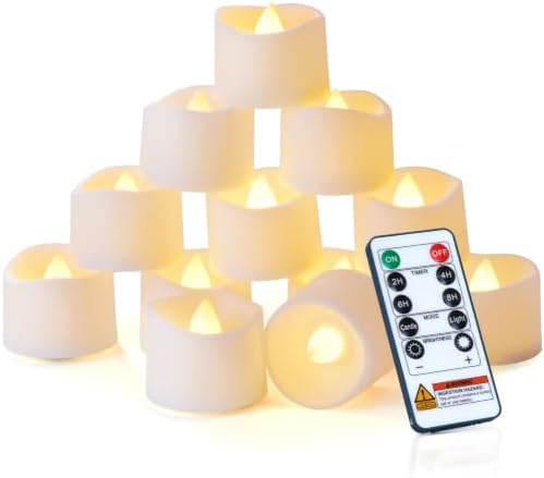 Homemory 12-Pack Remote Flameless LED Battery Tea Light Candles, 400+Hrs by Homemory