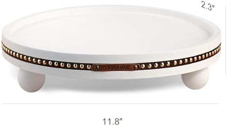Farmhouse Decorative Round Tray, 11.81 Inch, Versatile Centerpiece Tray for Coffee Table Kitchen Living Room Bathroom, Home Decor Accent White - Image 5
