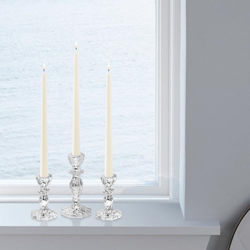 Glass Candlestick Holders Set of 3, Silver Mercury Candle Holder Taper Candle Holders for for Candlesticks, Table Centerpiece, Home Decor,Wedding, Birthday, Party, Christmas - Image 4