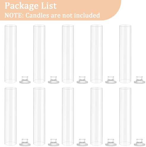 Hurricane Candle Holder Thickened Cylinder Covers Short Taper Candle Sticks Holder 2.5" D × 11" H Glass Tall Candlesticks Holders Centerpiece for Wedding Dining Table, 10 Pcs - Image 7