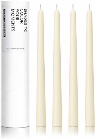 10" Classic Taper Candles, Ivory, 4-Pack, 7-8 Hours Long Burning, Unscented Tall Candlesticks by Unknown