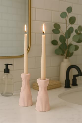 Taper Candle Holders for Candlesticks Ceramic Candle Stick Candle Holder- Set of 2 Decorative Candle Stand for Wedding Decor,Dinner Party and Table Centerpieces,Housewarming Gift Pink - Image 6