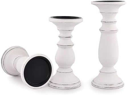 Samhita Set of 3 Wood Candle Holders – Hand Carved Decorative Candle Holder for Living Room or Table Centerpiece - Image 2