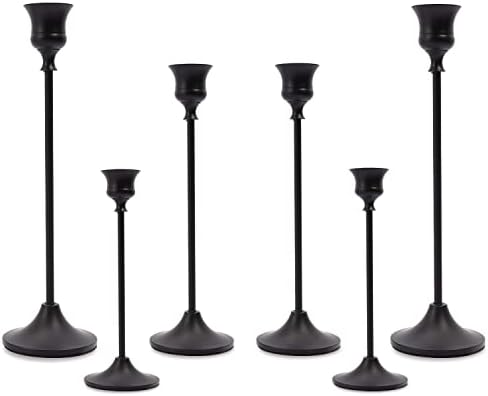 Matte Black Taper Candle Holder Set of 6, Tall Candlestick Holders by Ahpuhtan