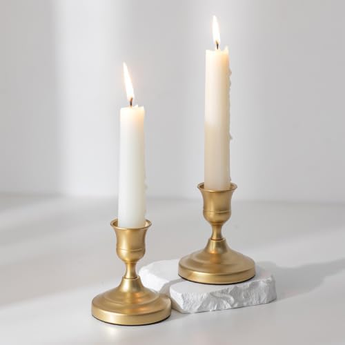 Gold Candlestick Holders Vintage: Taper Candle Holder Set of 2 by CreatedforWeddingsandHome