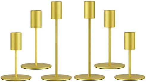 zeochyni Gold Taper Candle Holder Metal Candlestick Holders Set of 6 by zeochyni
