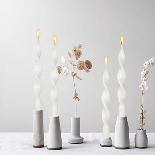 Unscented Spiral Taper Candle Handmade Swirl Candles 10 Inch White Candle Sticks for Home Decor Weddings - Image 4