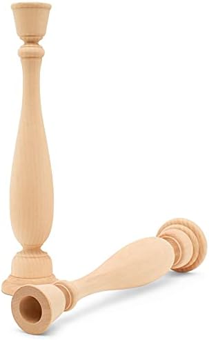 Wooden Candlesticks 11 inch Tall with 7/8 inch Hole, Set of 2 Classic Unfinished Candle Holders to Craft, Paint or Decorate, by Woodpeckers - Image 5