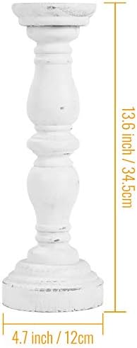 SOFE 14“ White Candle Holders for Pillar Candles, Farmhouse Rustic - Image 2