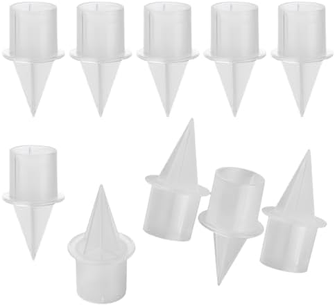 10 Pack Plastic Taper Candle Holders with Spike Base, 1 Inch Fit, by KAIU