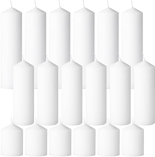 18 Pcs White Pillar Candles Bulk Set，3 Different Lengths 2 x 3/4/6 Inch (6 Each)，Hurricane Candles，Dripless Unscented Smokeless，Gives You a Better Atmosphere When Organizing an Event Party. by Trxvxo