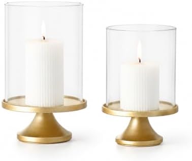Set of 2 Vintage Gold Candle Holders, Candle Sticks Holder Decor, Modern Decorative Tapered Candlestick Holders Centerpiece for Dining Table Centerpiece, Wedding, Party Decor by MSUMPTU