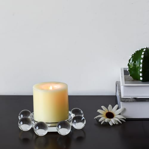 Crystal Candle Holders Pillar Candlestick Decorations for Home Party Dinner Christmas, Suitable for Large Cylindrical Candles, Clear - Image 3