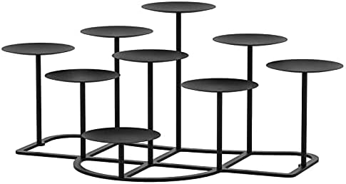 smtyle Black Fireplace Candelabra, 9 Candle Holders for Pillar Candles by smtyle