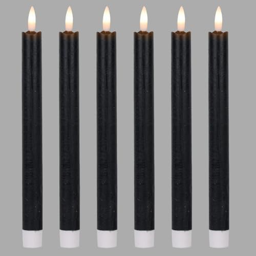 Wondise Halloween Black Flameless Taper Candles with 6H Timer by Wondise