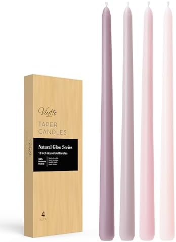 Viyffo Taper Candles 12 Inch Pink 4 Pack Unscented Smokeless by Viyffo