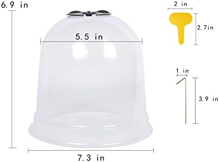 MorTime 6 Pack Garden Cloche Plant Dome, 7.3" D x 6.9" H Plastic Plant Bell Cover Reusable Mini Greenhouse with 18 Ground Securing Pegs & 10 Plant Labels for Outdoors Frost Freeze Protection - Image 3