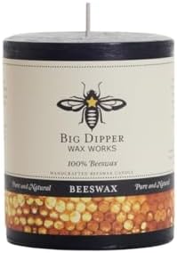 Big Dipper Wax Works 100% Beeswax Pillar Candle, 3 x 3.5 in, Black by BigDipperWaxWorks