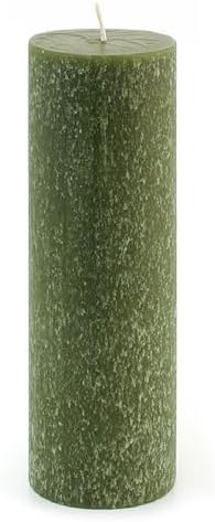 Root Candles Unscented Pillar Candles Beeswax Enhanced Textured Timberline™ Pillar Candle, 3 x 9-Inch, Dark Olive by RootCandles