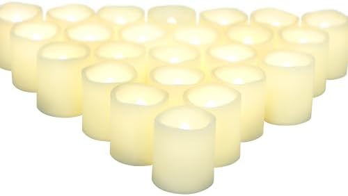 CANDLE CHOICE Battery Operated Flameless Votive Candles Small Bright Flickering LED Lights for Wedding Party Table Centerpieces Halloween Christmas Home Decoration Batteries Incl. 24 Pack White Light by CANDLE+CHOICE