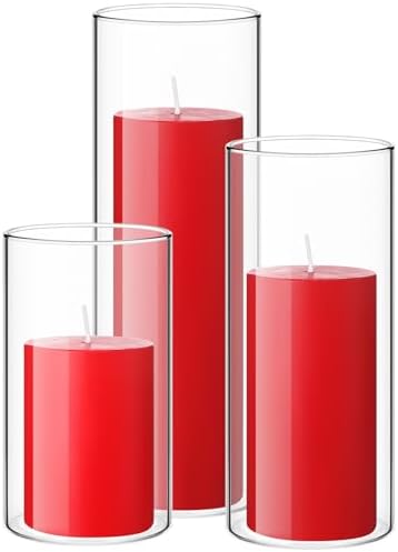 Shihanee 3 Pillar Candle and Holder, S, Red by Shihanee
