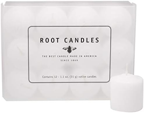 Root Candles Fragrance Free Votive Candles Premium 10-Hour Votives Handcrafted Beeswax Blend Candle, 12-Count, Unscented by RootCandles