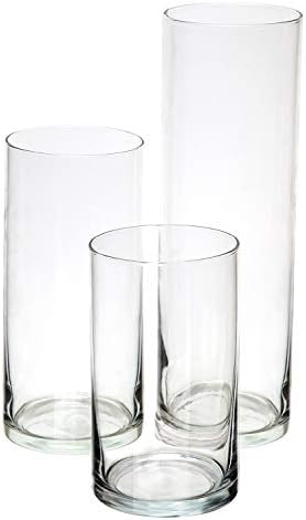 Royal Imports Glass Cylinder Flower Vase Set of 3, 6" / 8” / 11” by RoyalImports