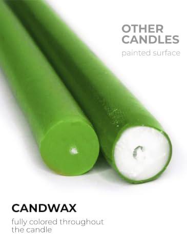 CANDWAX 12 inch Taper Candles 12 Pack - Colored Candle Sticks Great as Dinner Candle Set - Grass Green - Image 2