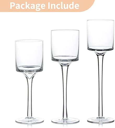 NUPTIO Glass Candle Holders, Set of 3 Stemmed Holders for Floating Candles - Image 3